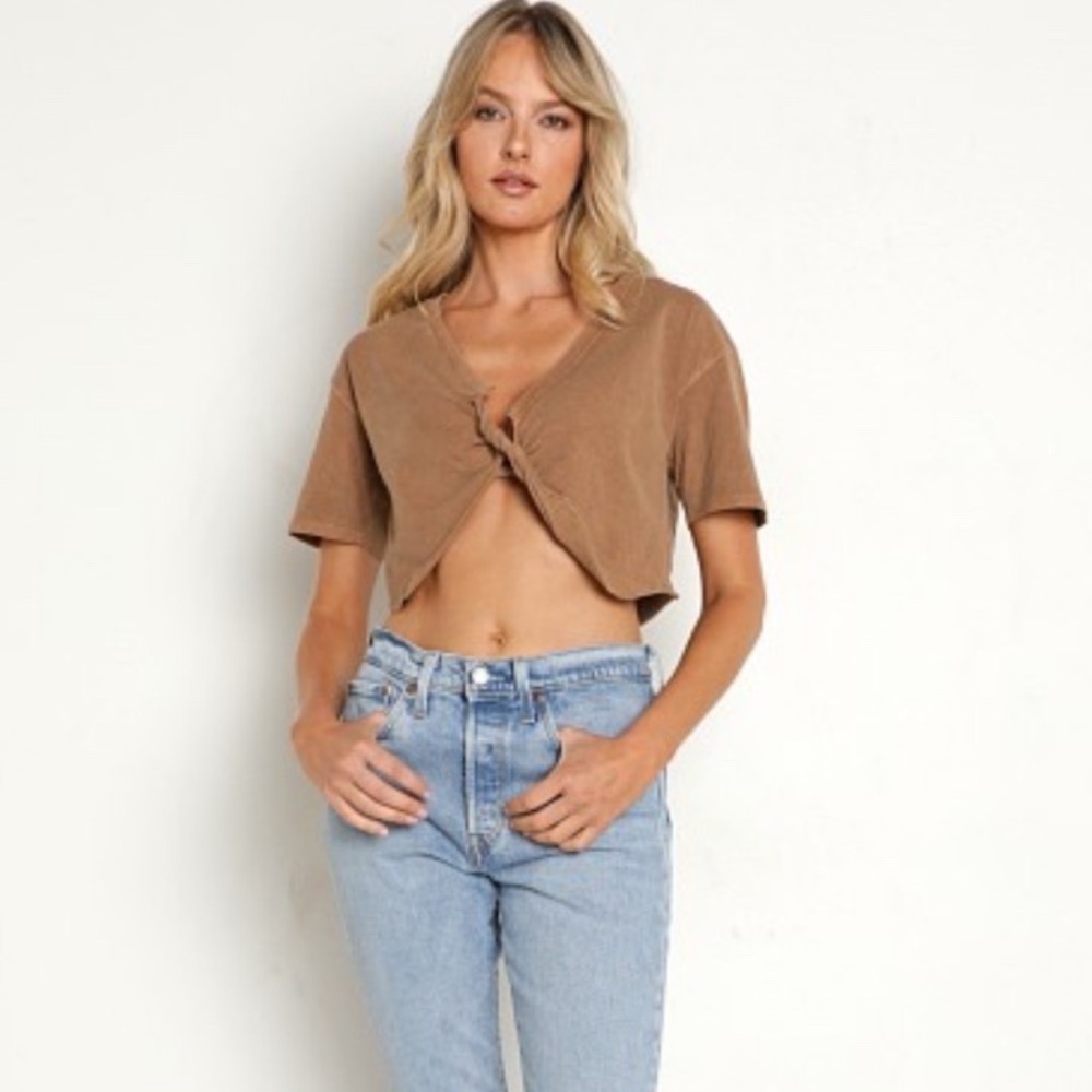 Joah Brown NEW Twist Tee in Toast Cotton Size M/L